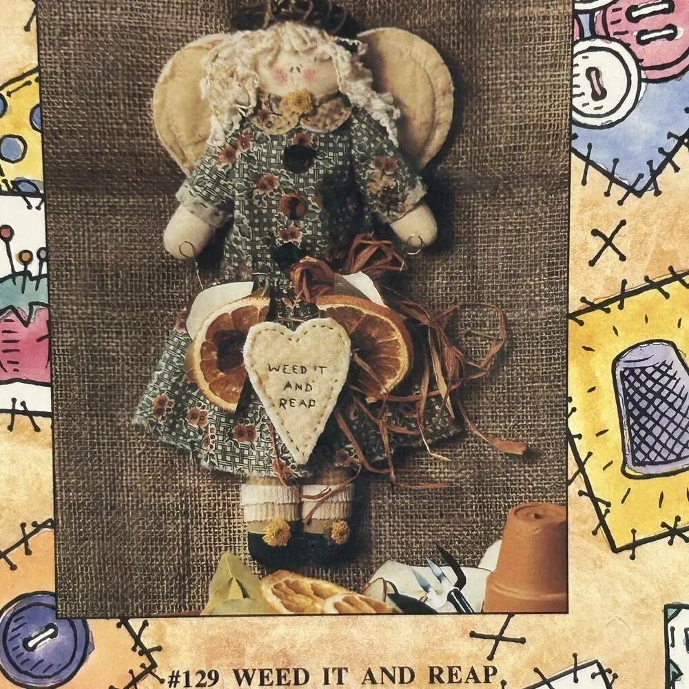 NEW Vintage Plain Jane 1994 Sewing Pattern Gardening Angel Doll Weed It Reap 129